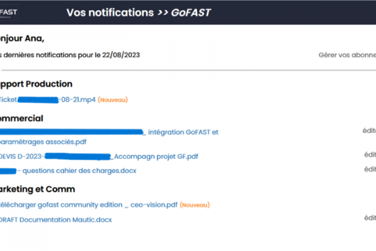 Rapport de notifications GoFAST